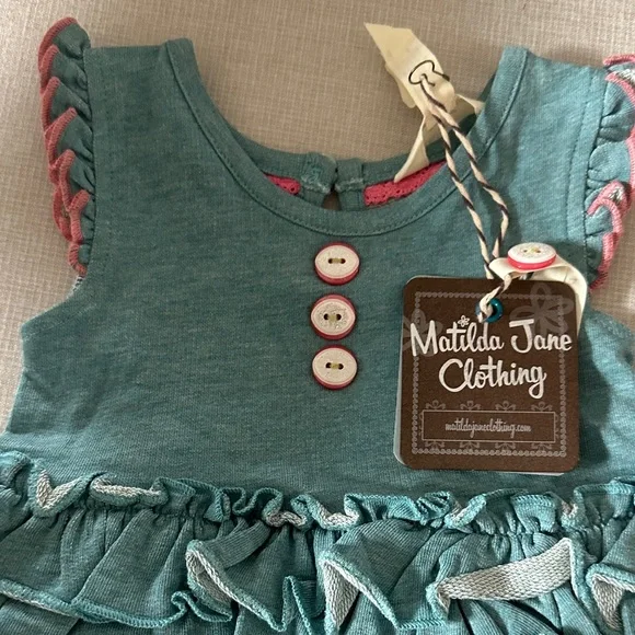 Matilda Jane Teal and Pink Ruffle Dress - Picture 2 of 5